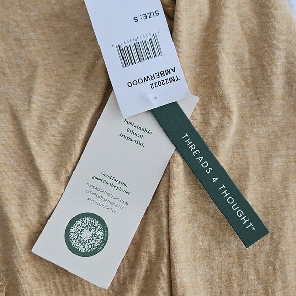 Threads For Thought Hoodie Women's S Golden Wheat Long Sleeve Slubby Cotton NEW - Picture 4 of 16